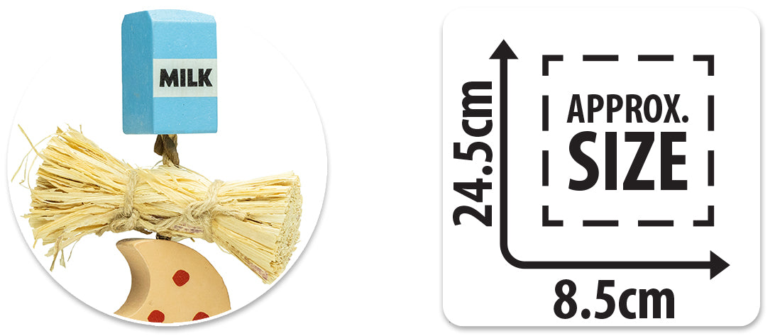 SMALL ANIMAL/BIRD TOY - CHEW - MILK N COOKIES