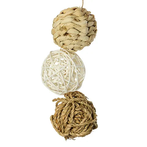 SMALL ANIMAL/BIRD TOY - NATURALS - 3 BALLS