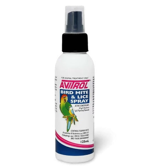 Avitrol Bird Mite & Lice Spray bottle on a white background