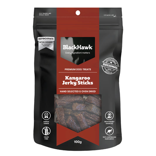 BLACK HAWK ROO STICKS DOG TREATS 100G