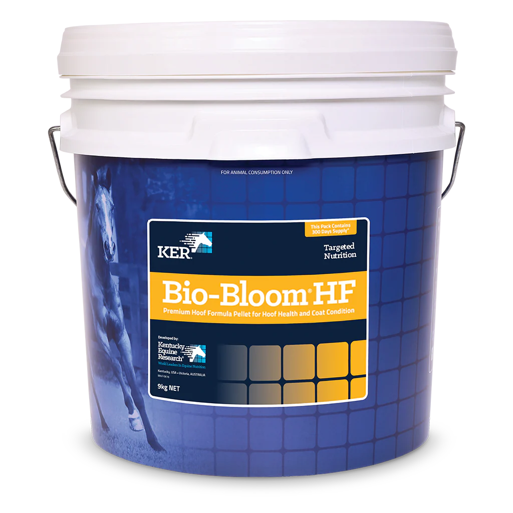 Blue and white container of KER Bio-Bloom HF