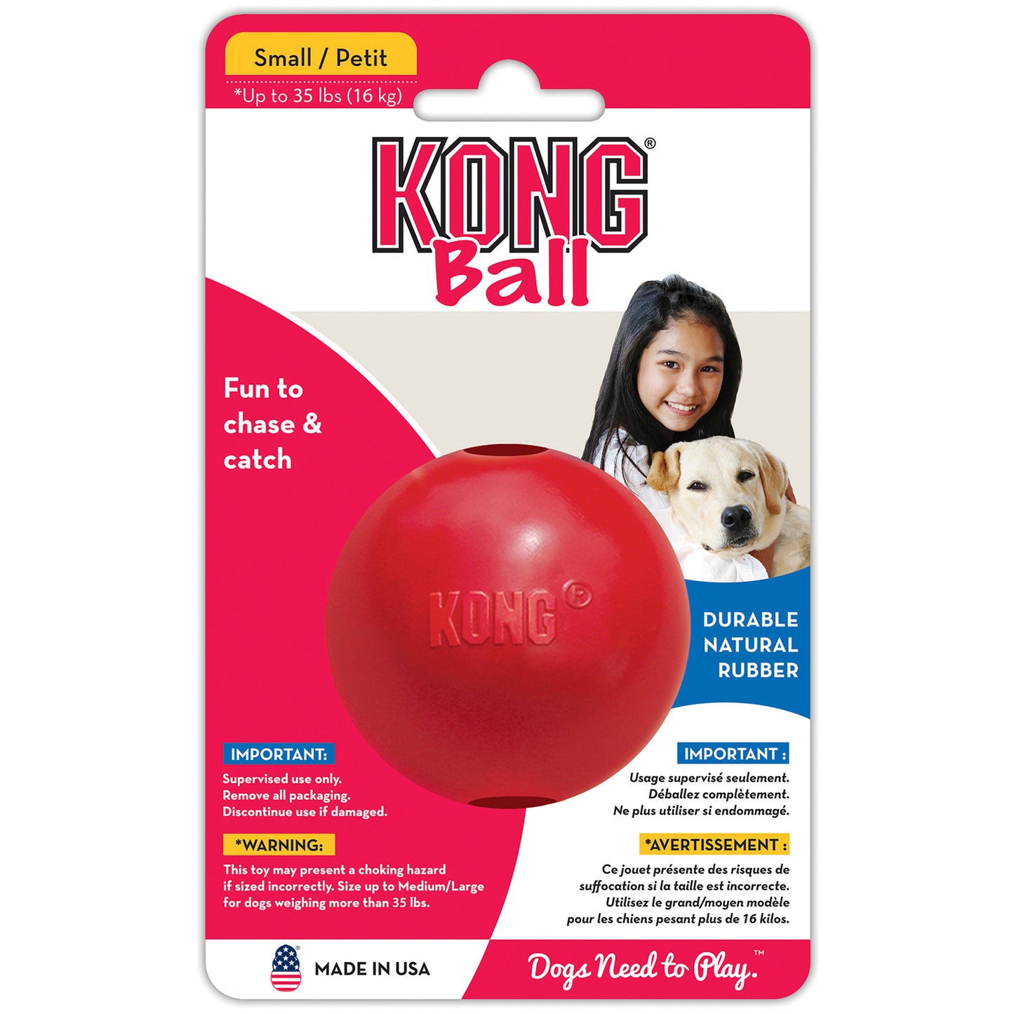 Kong Ball packaging with a red ball on a white background