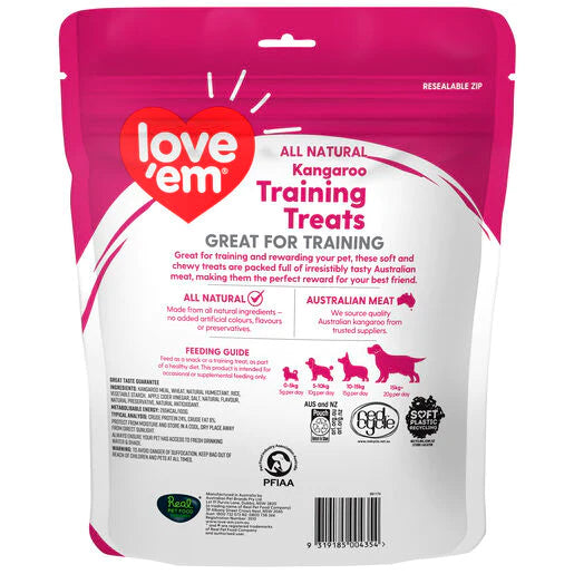 LOVE'EM KANGAROO TRAINING DOG TREATS 400G