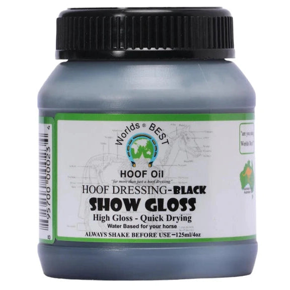 WORLDS BEST HOOF OIL SHOW GLOSS BLACK 125ML