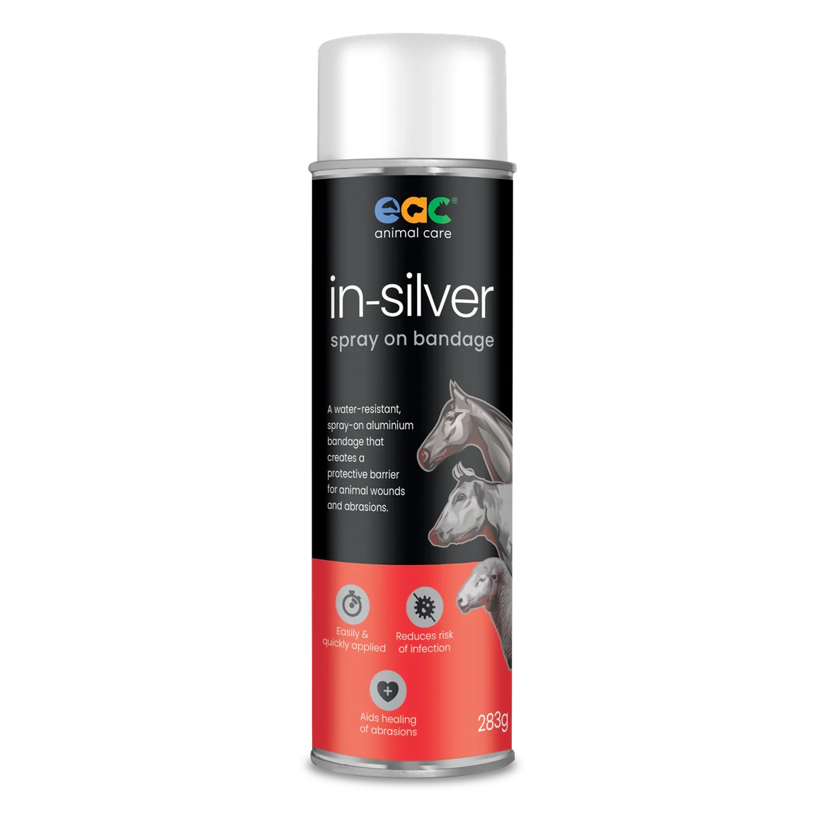 EAC Animal Care in-Silver spray on bandage canister on a white background