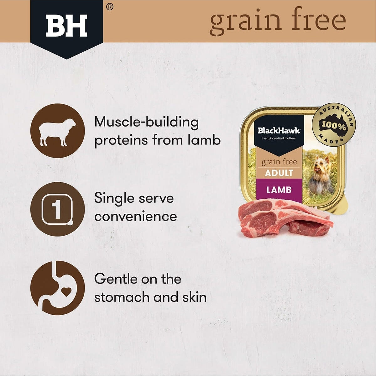 BLACKHAWK K9 GRAIN FREE LAMB 100GM 9s