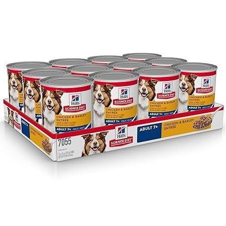 HILL'S SCIENCE DIET K9 MATURE 7+ CHICKEN & BARLEY 370GM 12s CANS