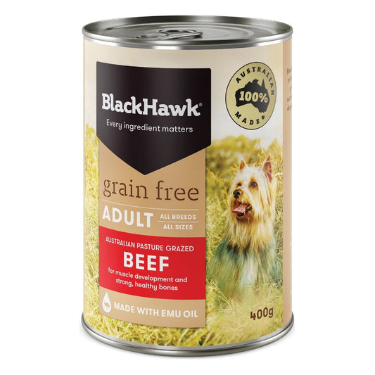 BLACKHAWK K9 GRAIN FREE BEEF 400GM 12s