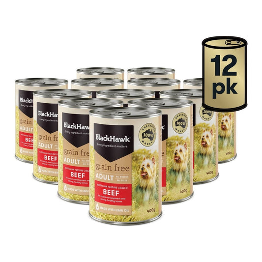 BLACKHAWK K9 GRAIN FREE BEEF 400GM 12s