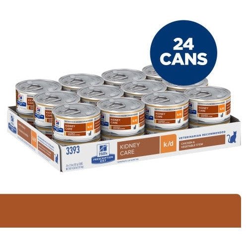 HILL'S PRESCRIPTION DIET FELINE K/D CHICKEN VEG STEW 82GM 24s