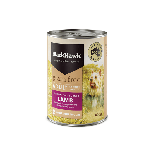 BLACKHAWK K9 GRAIN FREE LAMB 400GM 12s