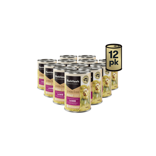 BLACKHAWK K9 GRAIN FREE LAMB 400GM 12s
