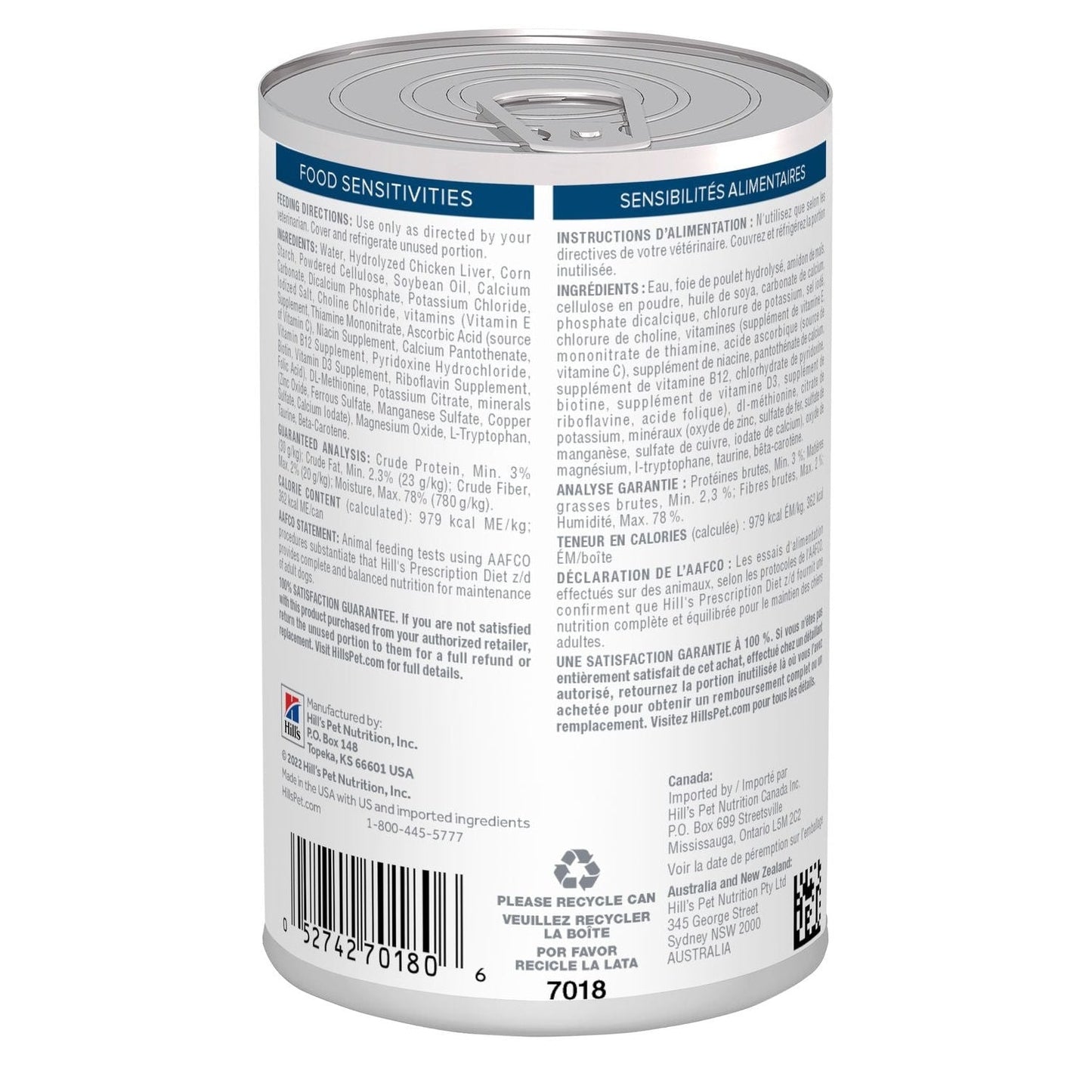 HILL'S PRESCRIPTION DIET K9 Z/D 370GM 12s