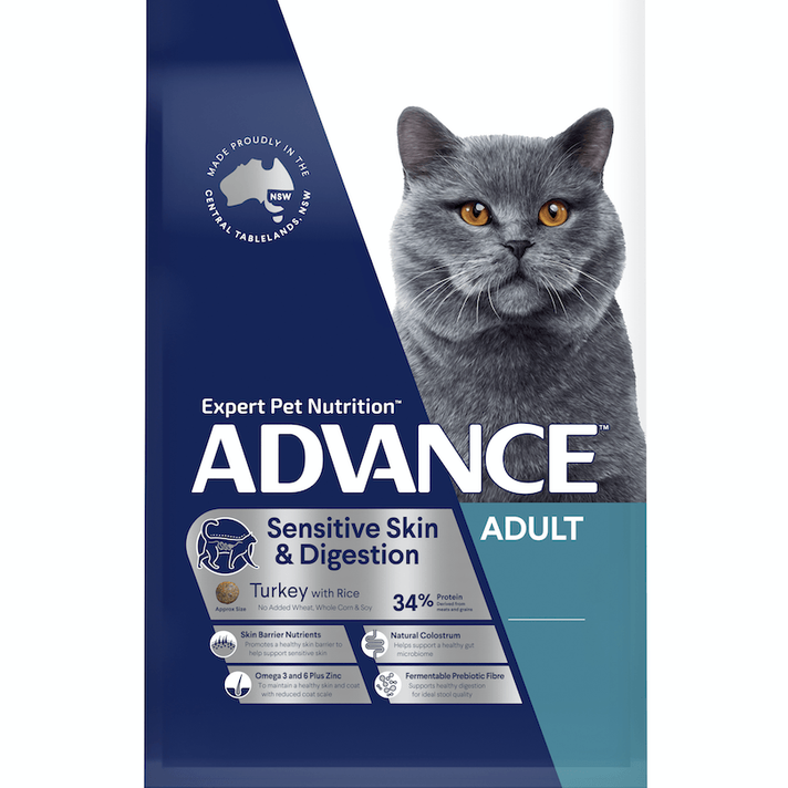 ADVANCE CAT SENSITIVE SKIN & DIGESTION TURKEY WITH RICE 2KG