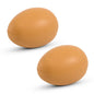 Two brown egg-shaped containers on a white background
