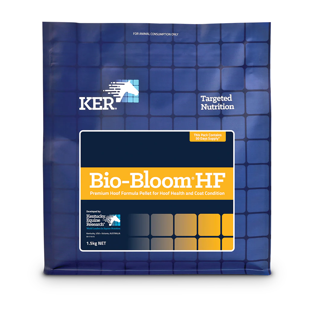Blue package of KER Bio-Bloom HF with yellow text