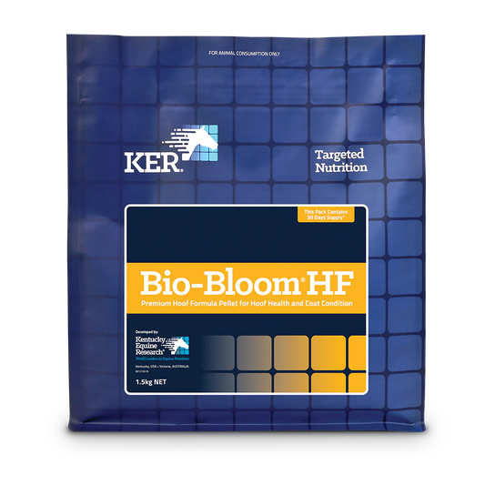 Blue package of KER Bio-Bloom HF with yellow text