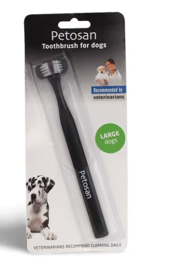 Petosan toothbrush for dogs in packaging on a white background