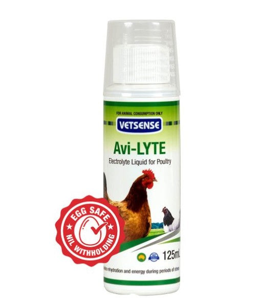 Vetsense Avi-Lyte electrolyte liquid for poultry bottle on a white background
