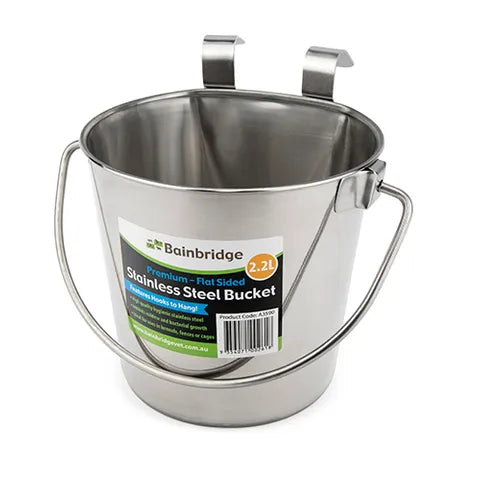 BAINBRIDGE FLAT SIDED STAINLESS BUCKETS