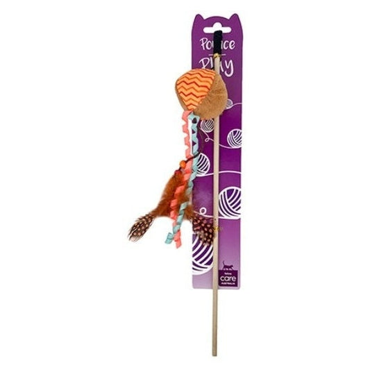 FELINE CARE CAT TOY TEASER WAND ORANGE BALL W/F