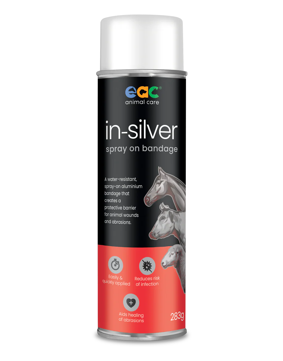 EAC Animal Care in-Silver spray on bandage canister on a white background