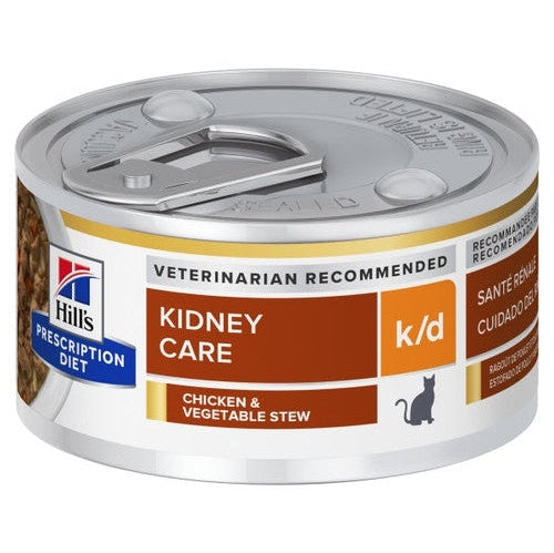 HILL'S PRESCRIPTION DIET FELINE K/D CHICKEN VEG STEW 82GM 24s
