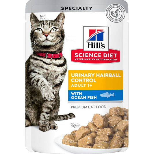 HILL'S SCIENCE DIET FELINE URIN HAIRBALL OFISH 85GM 12s POUCH