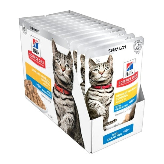 HILL'S SCIENCE DIET FELINE URIN HAIRBALL OFISH 85GM 12s POUCH